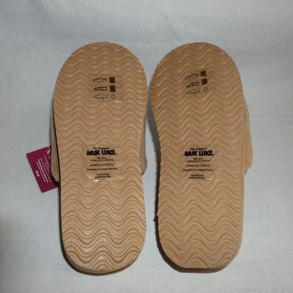 Muk Luks Womens Kirstey Slide Slipper Faux Fur Slippers Size S 5-6 Tan NWT - Picture 6 of 8